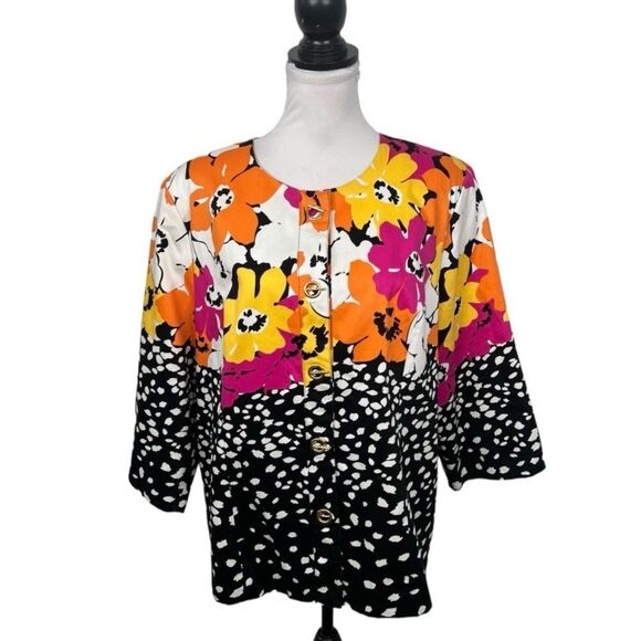 Birch Hill Jacket Blazer Womens Plus Size 1X Lined Bright Bold Floral Multicolor - Picture 9 of 9
